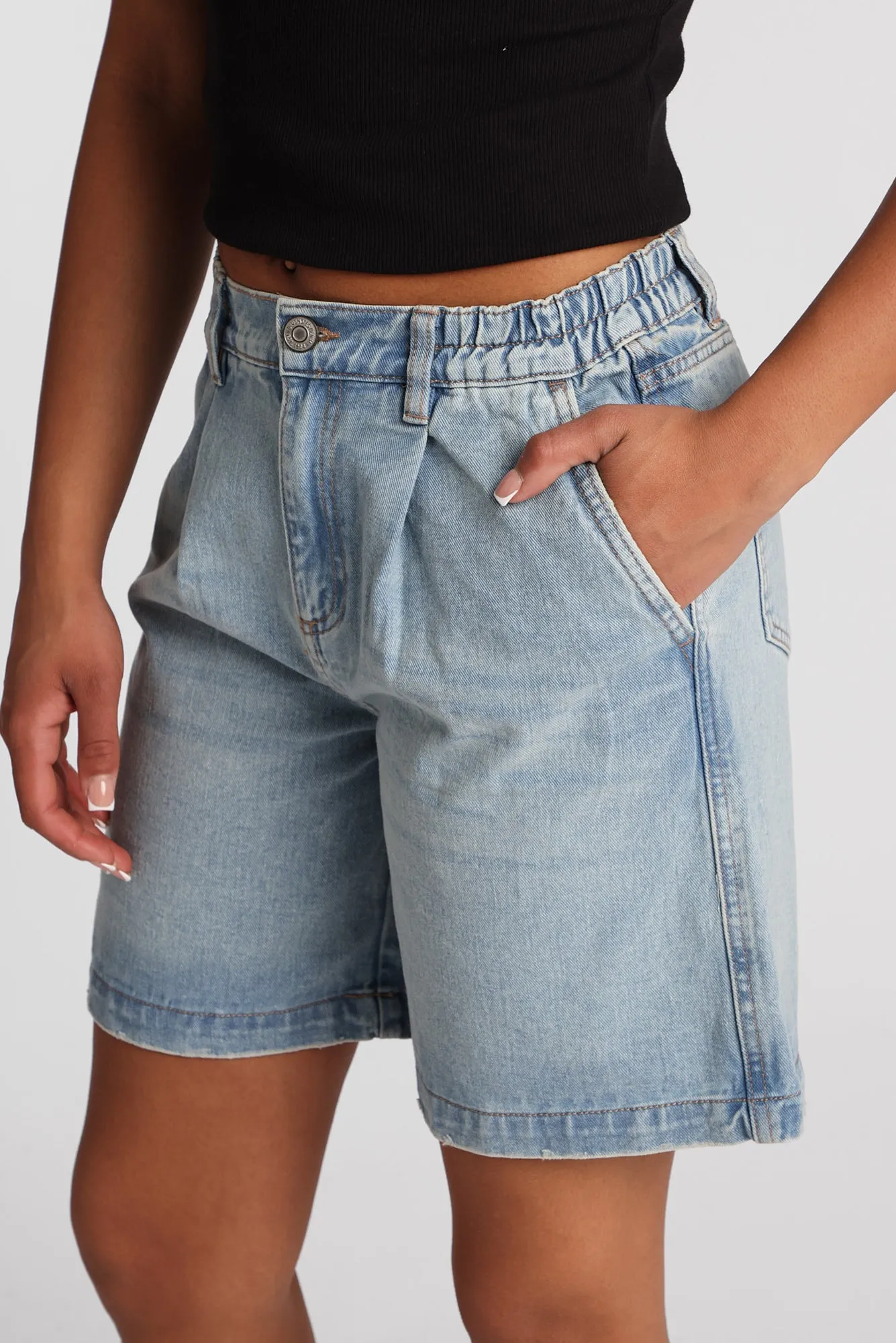 High Rise Stretch Waistband Trouser Jorts sold by Bluenotes product image thumbnail 2