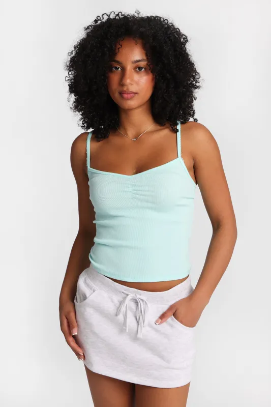 AERO Ribbed Knit Cinched V-Neck Camisole made by Aeropostale