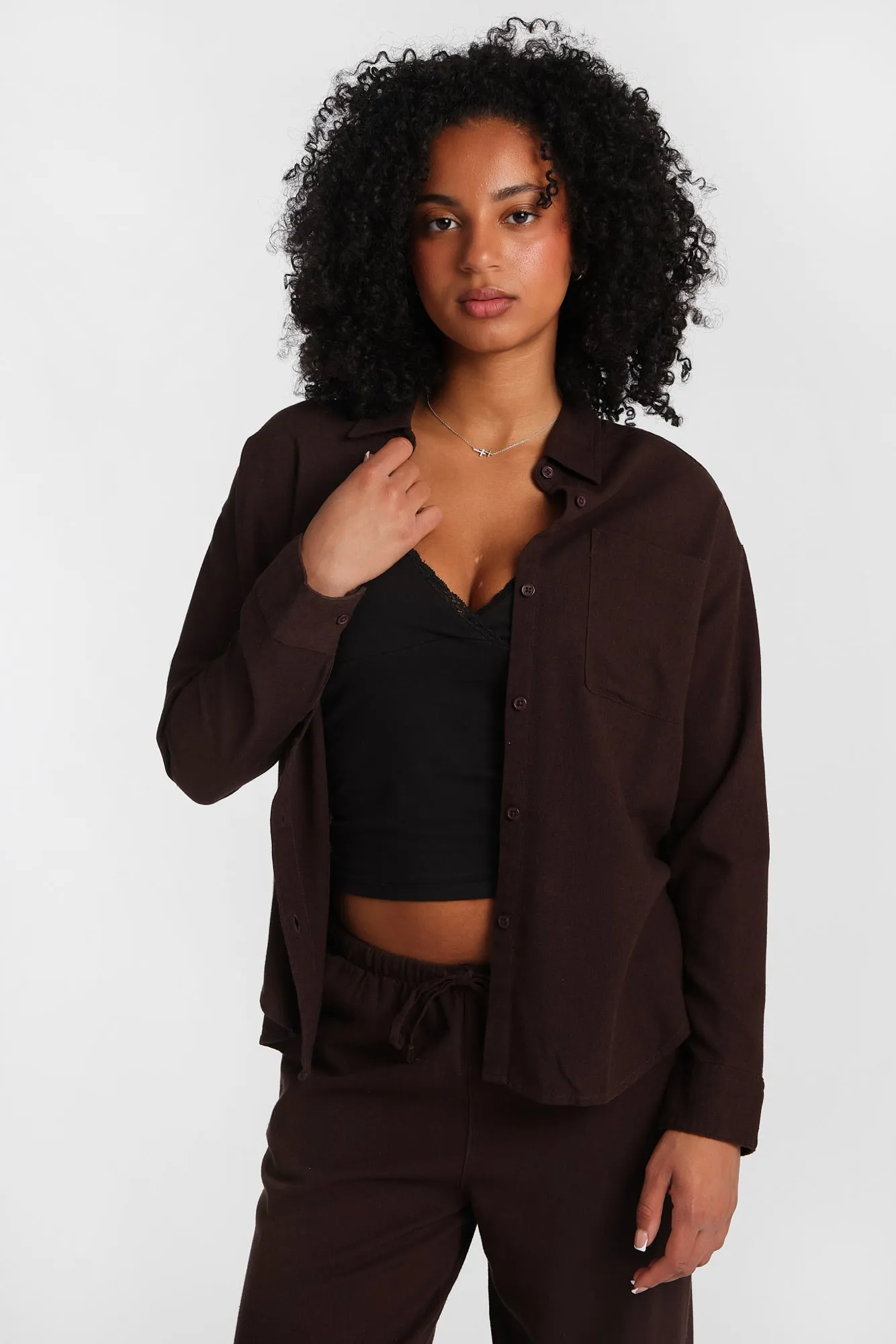 Linen-Blend Oversized Button-Up Shirt sold by Bluenotes product image thumbnail 5