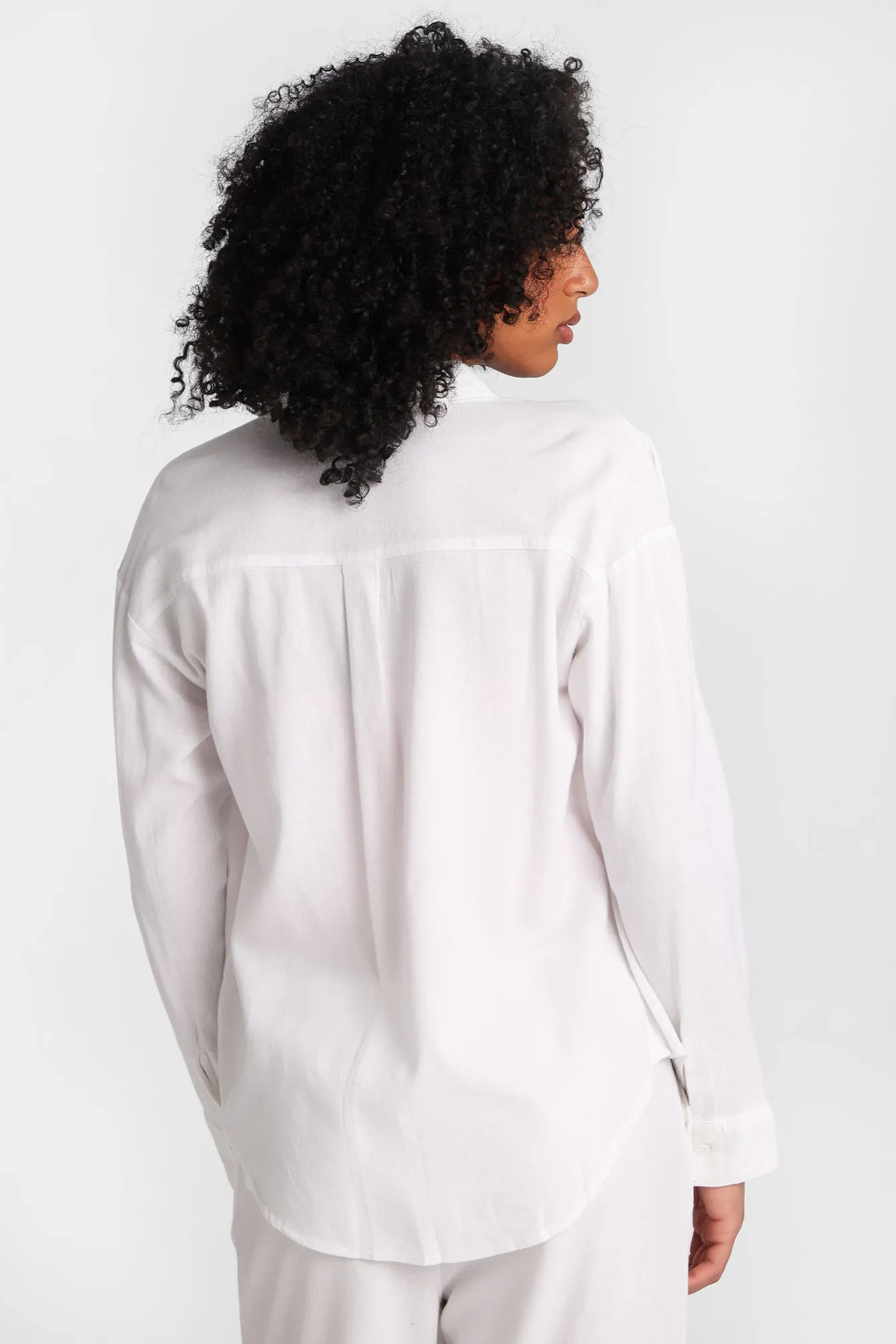 Linen-Blend Oversized Button-Up Shirt sold by Bluenotes product image thumbnail 3