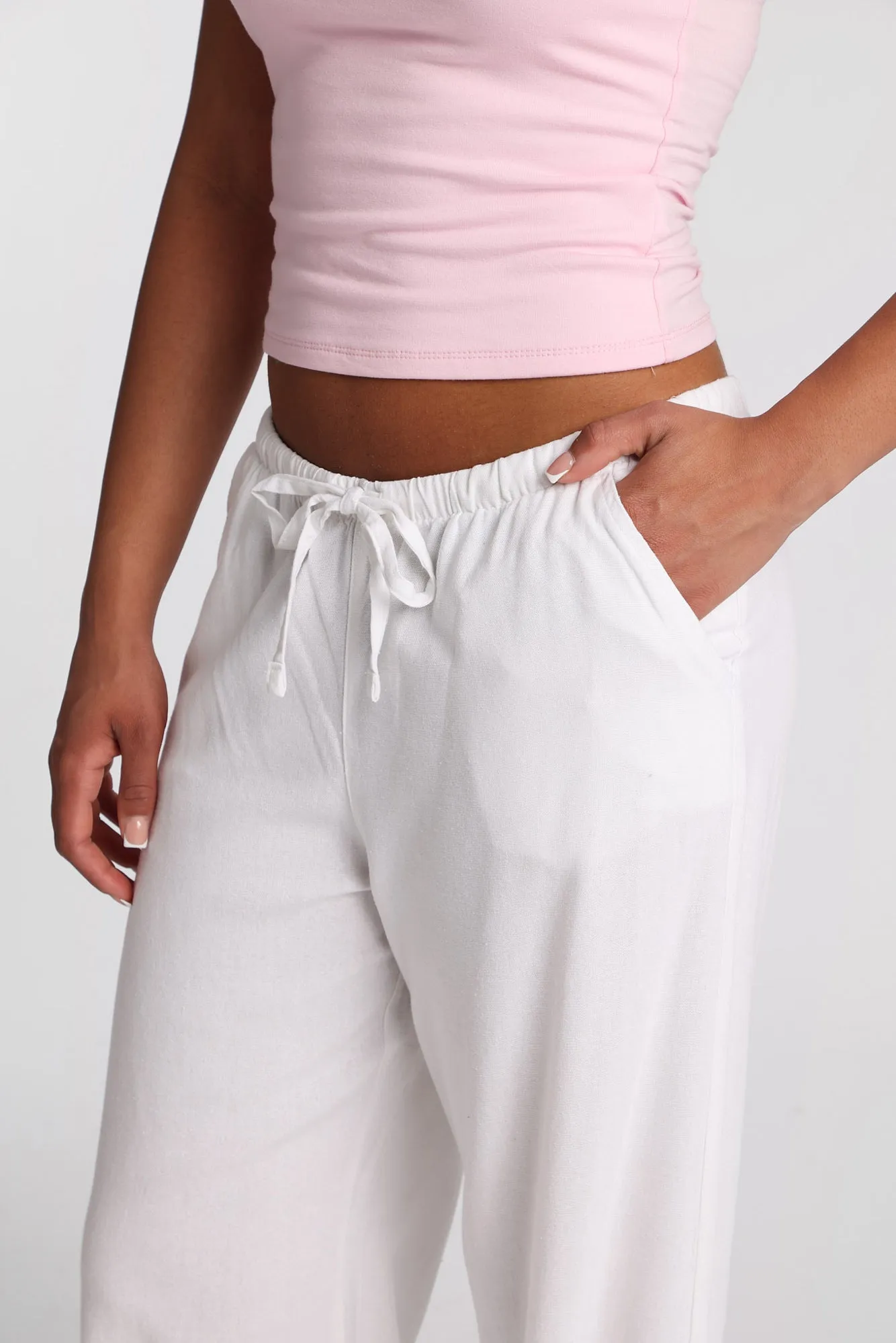 Linen-Blend Drawstring Wide Leg Pants sold by Bluenotes product image thumbnail 2