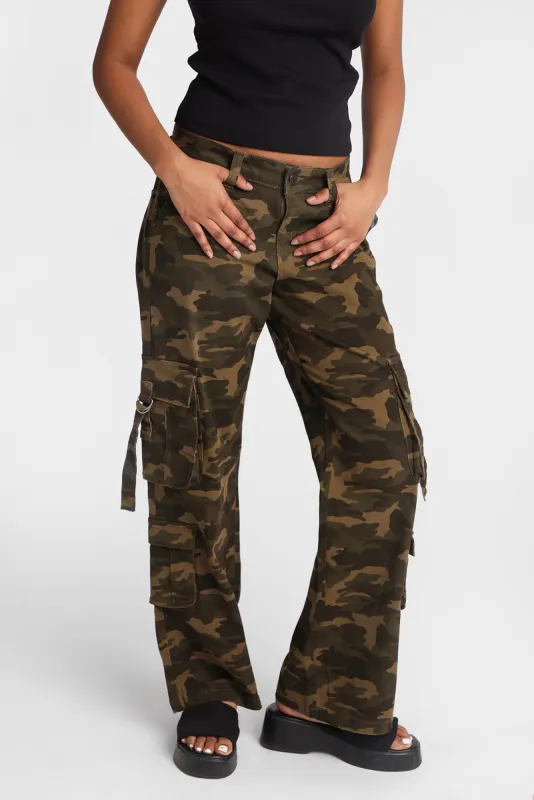 Low Rise D-Ring Cargo Baggy Twill Pants made by Bluenotes