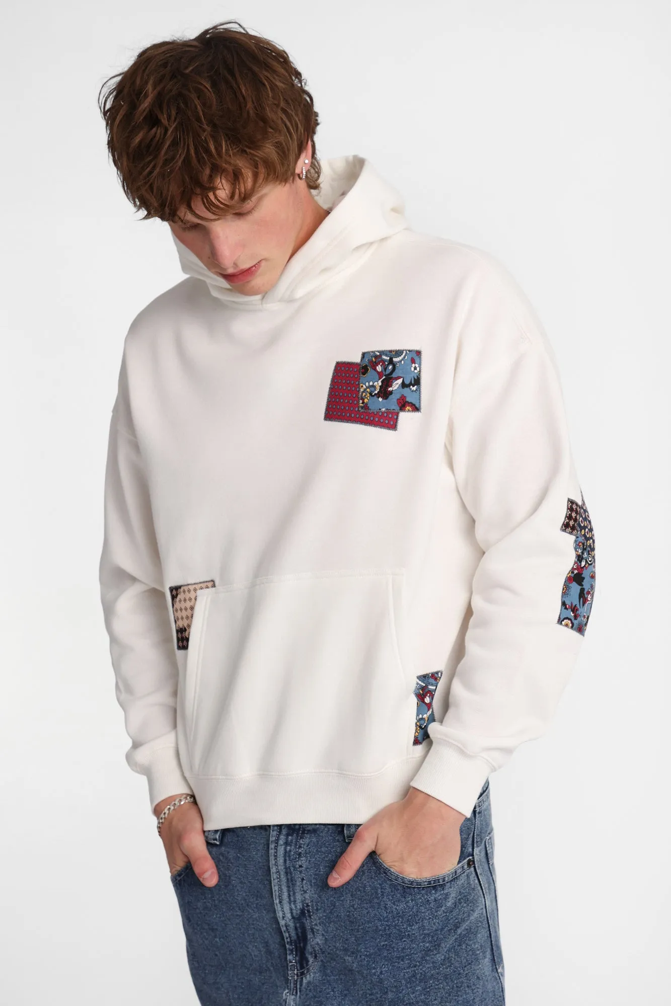 North Western Patchwork Boxy Hoodie sold by Bluenotes
