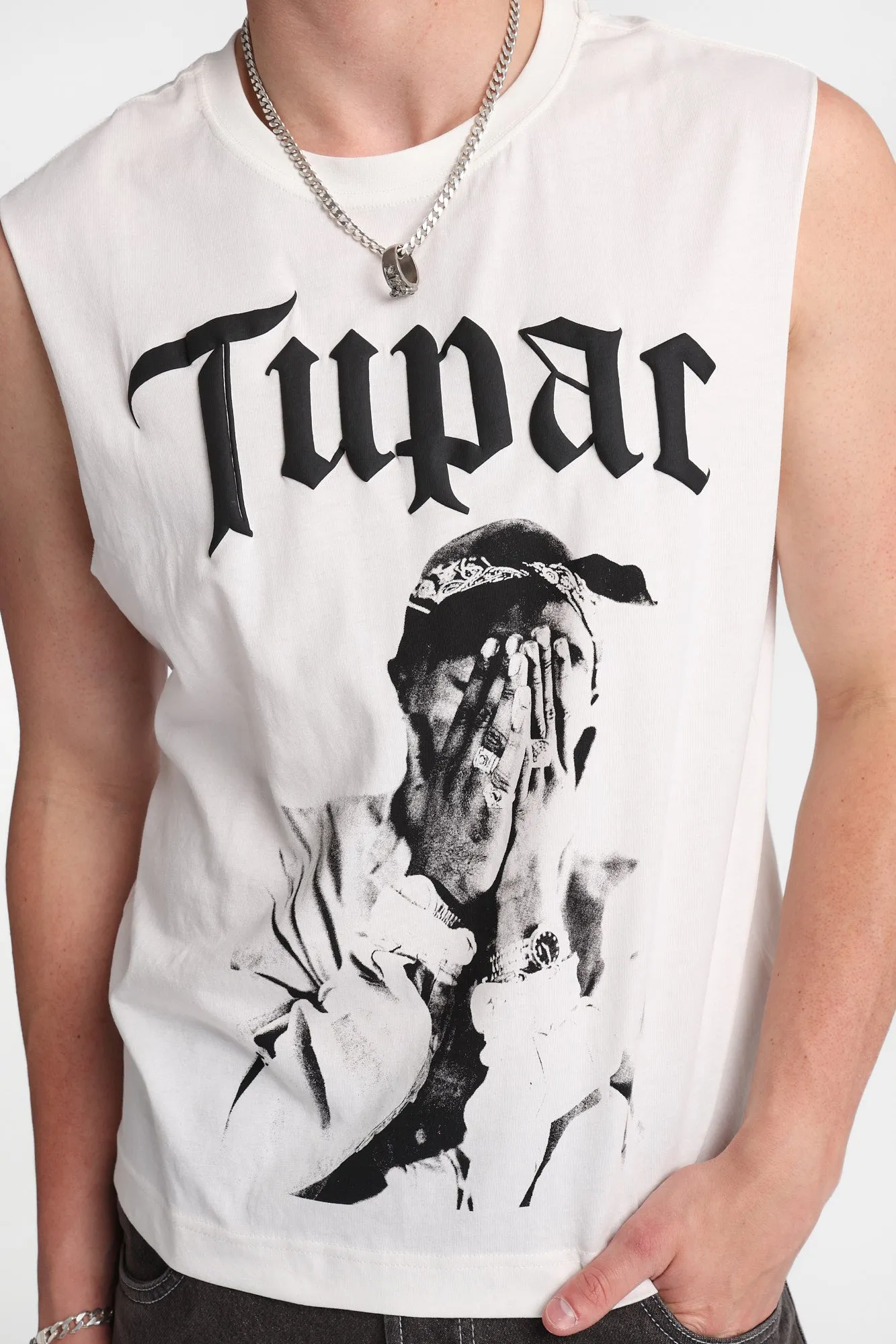 Tupac Puff Print Graphic Oversized Tank Top sold by Bluenotes product image thumbnail 2