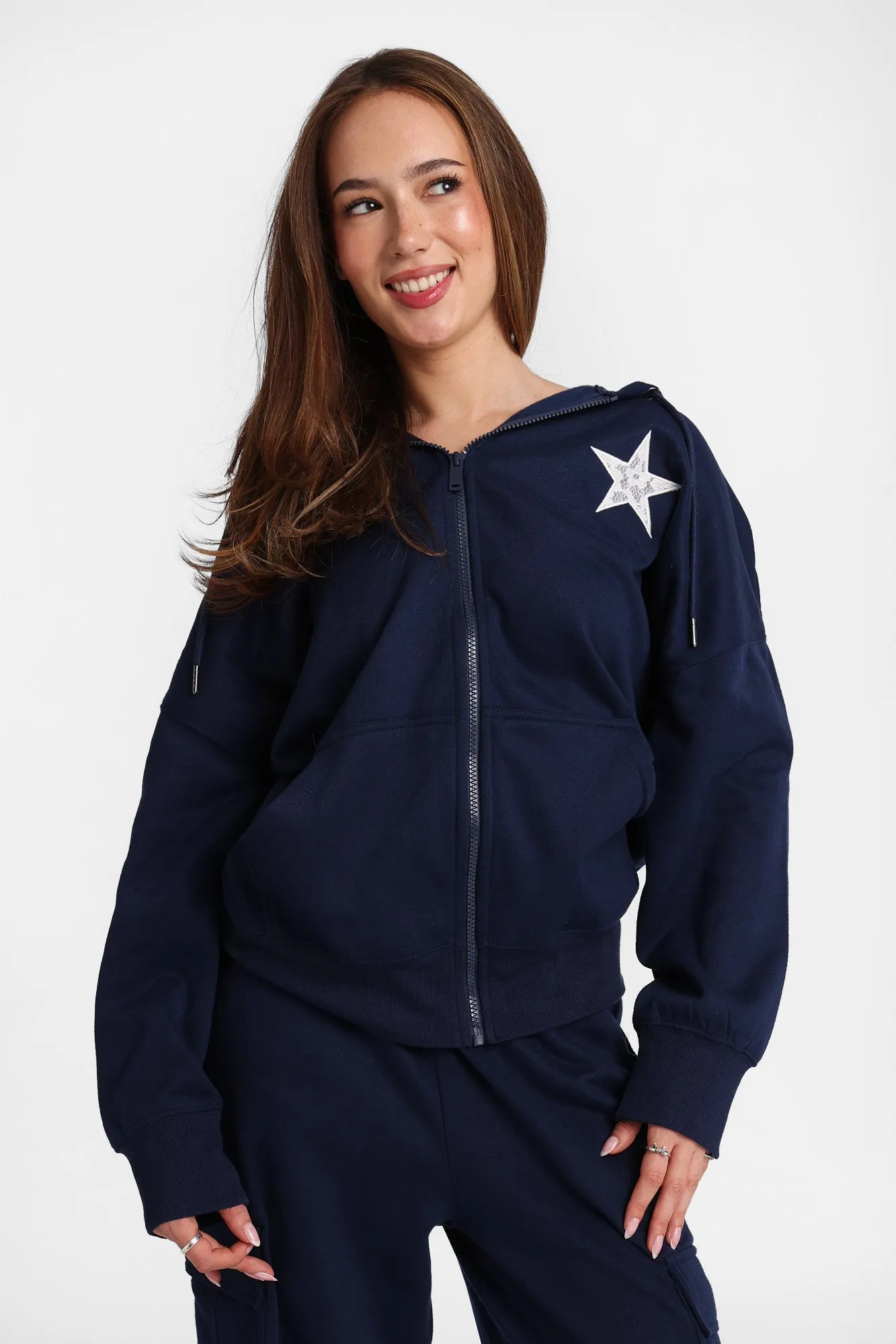 Graphic Zip-Up Oversized Hoodie sold by Bluenotes