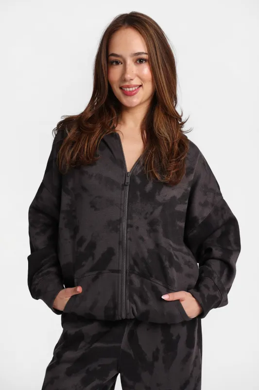 Tie-Dye Oversized Zip-Up Hoodie made by Bluenotes