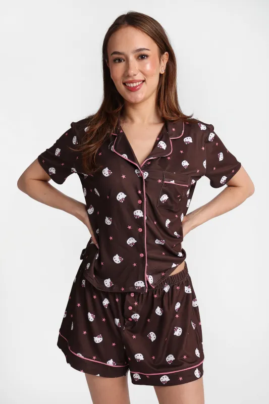 Hello Kitty Super Soft Pajama Dad Shirt & Shorts 2-Piece Set made by Aeropostale