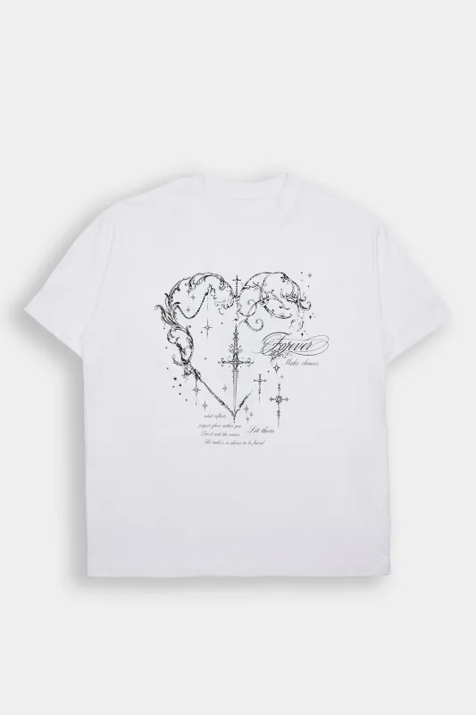 Crosses & Hearts Graphic Boyfriend Tee made by Bluenotes