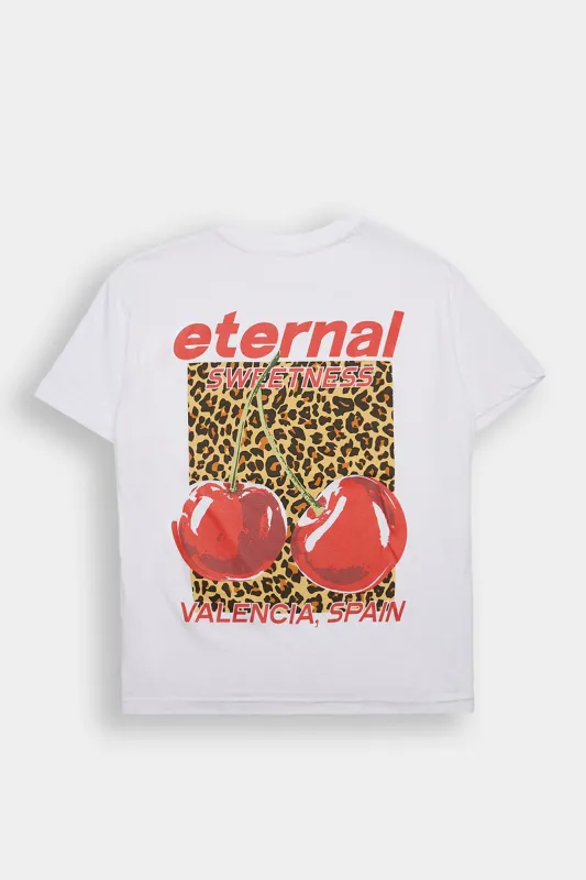 Eternal Cherry Graphic Boyfriend Tee made by Bluenotes