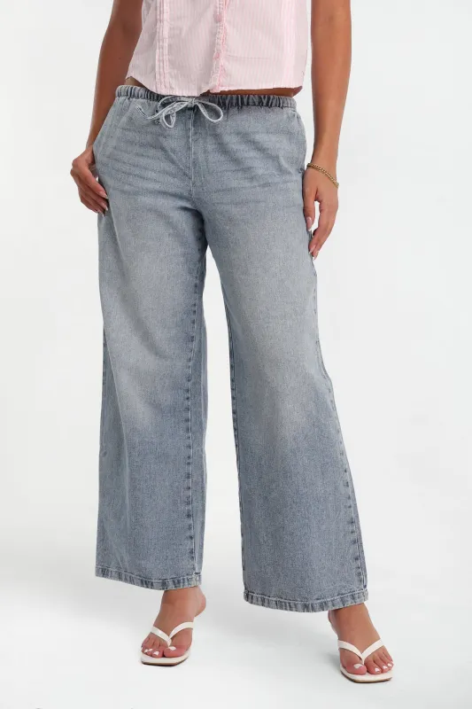 AERO Mid Rise Pull-On Baggy Denim Pants made by Aeropostale