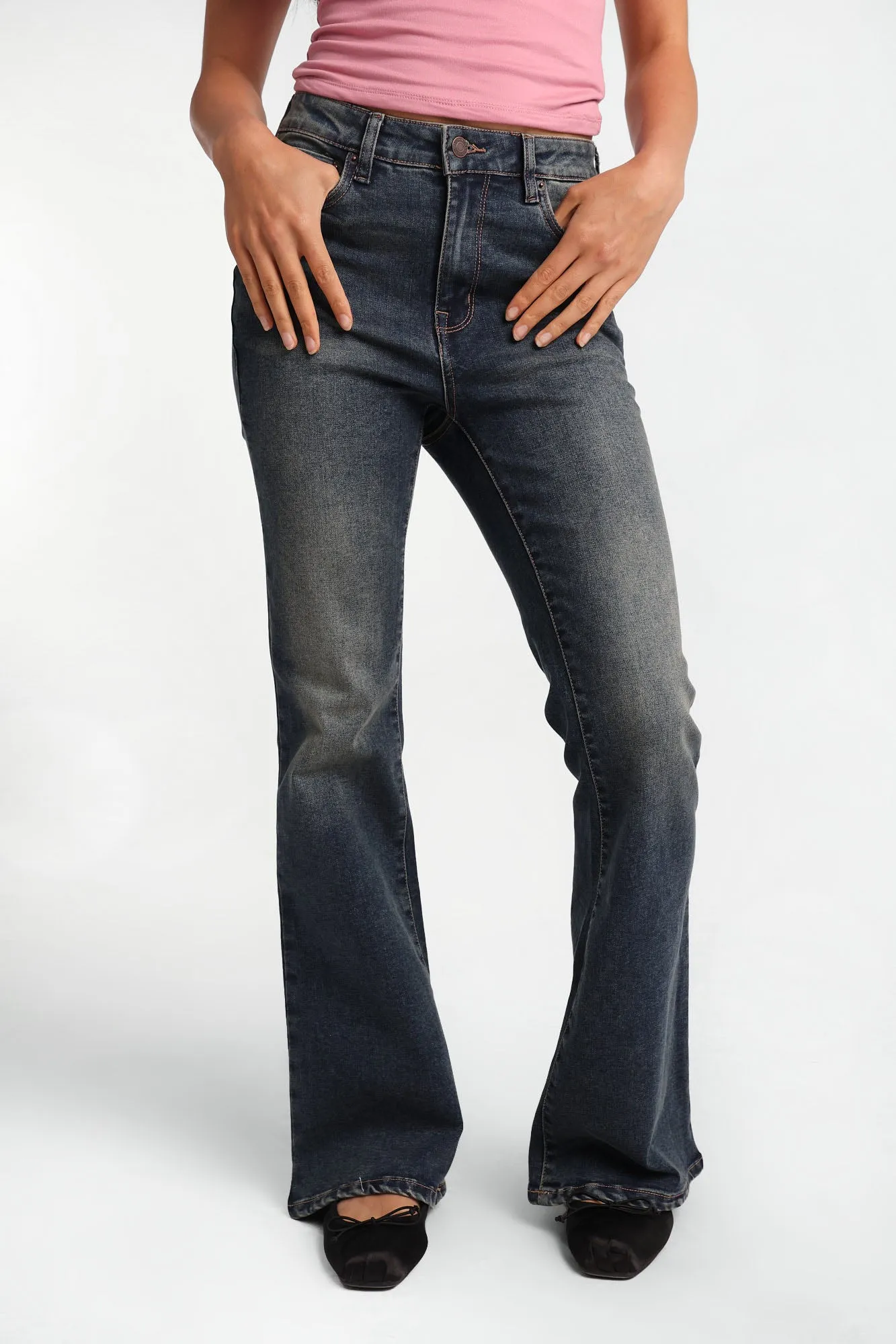 Floral Embroidered Isla High Rise Flare Jeans sold by Bluenotes product image thumbnail 2