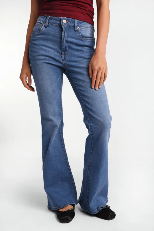 Isla High Rise Flare Jeans made by Bluenotes