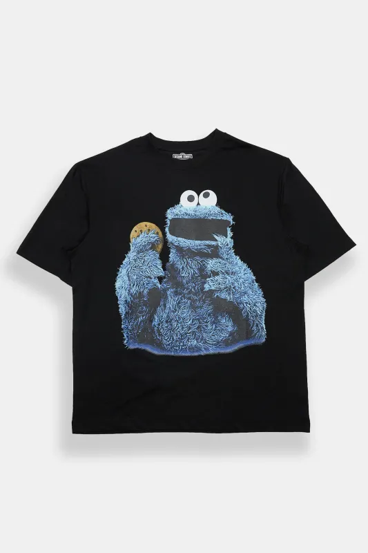 Cookie Monster Graphic Oversized Tee made by Bluenotes
