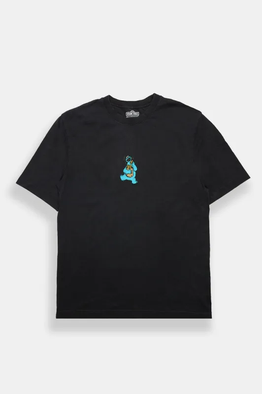 Cookie Monster Embroidered Graphic Oversized Tee made by Bluenotes