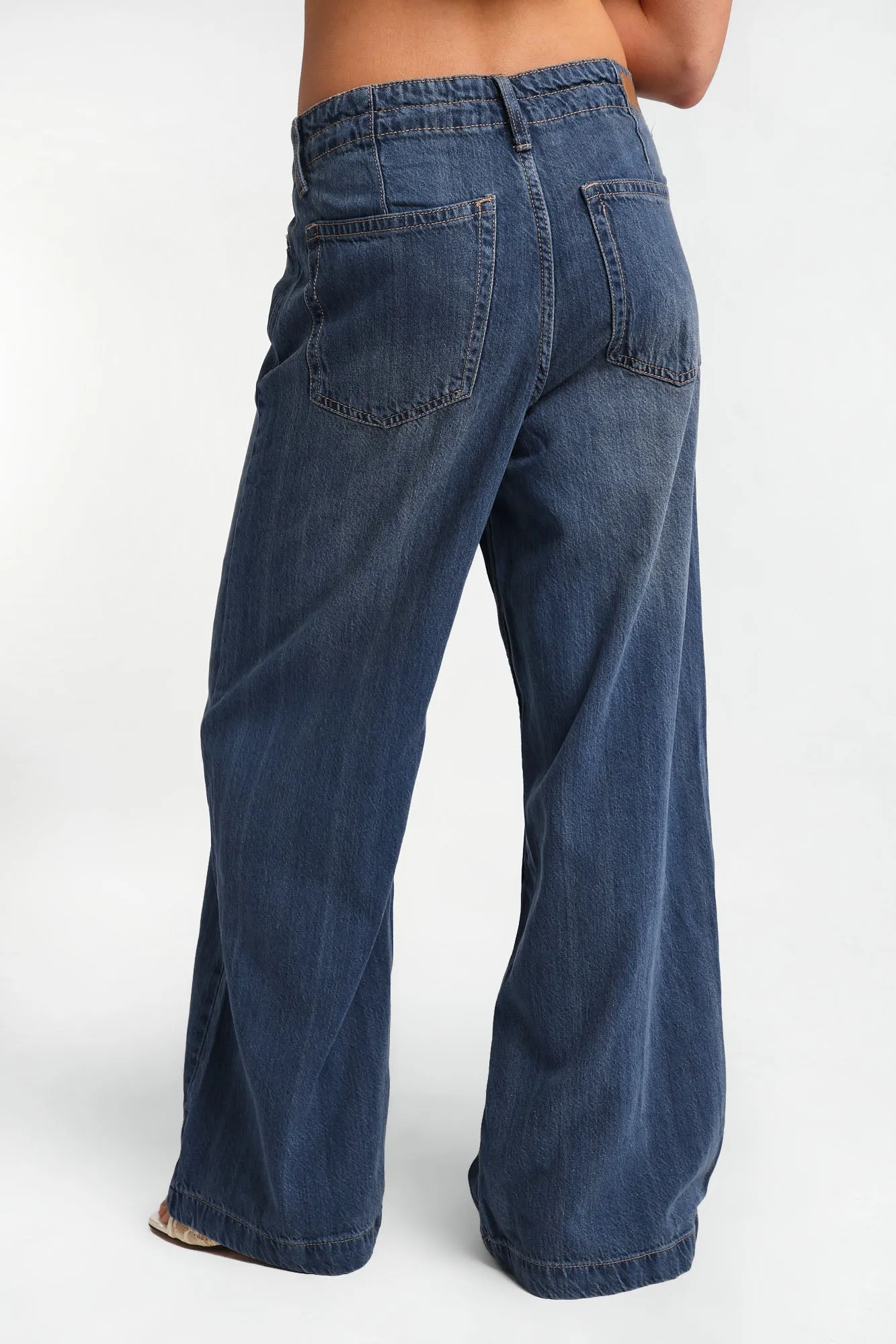 Low-Rise Ultra Wide Leg Drawstring Jeans sold by Bluenotes product image thumbnail 3