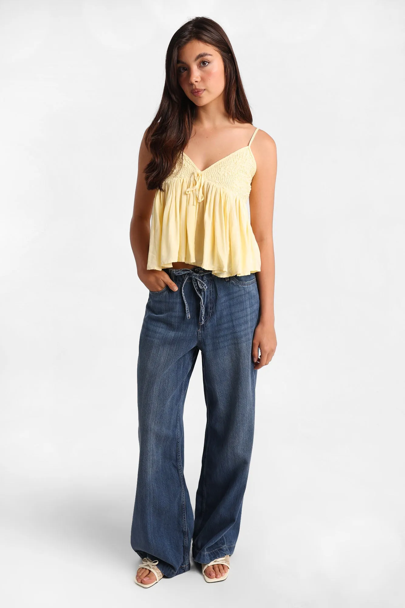 Low-Rise Ultra Wide Leg Drawstring Jeans sold by Bluenotes product image thumbnail 4