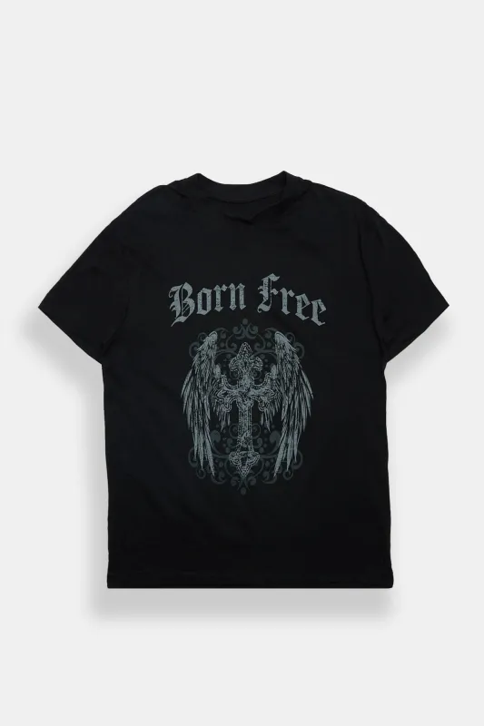 Born Free Graphic Boyfriend Tee made by Bluenotes