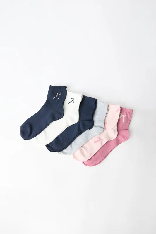 Scalloped Quarter Socks 6-Pack made by Bluenotes