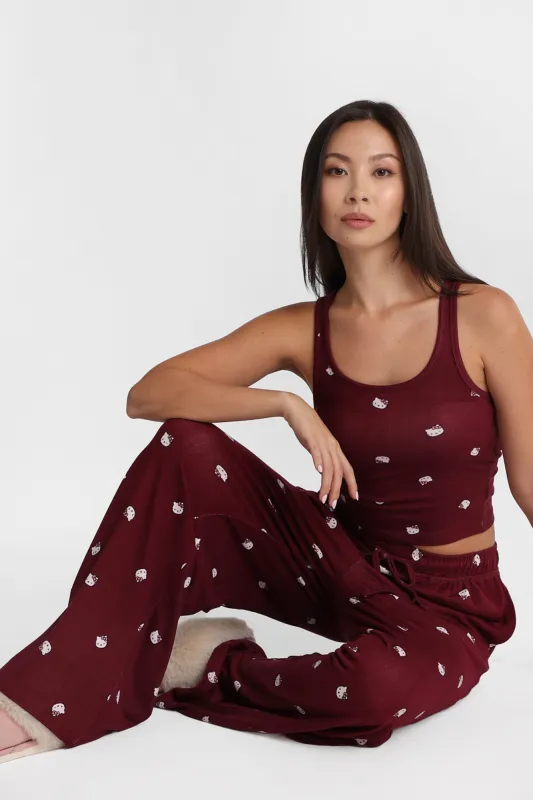 Hello Kitty Super Soft Pajama Tank Top & Wide Leg Pants 2-Piece Set made by Aeropostale