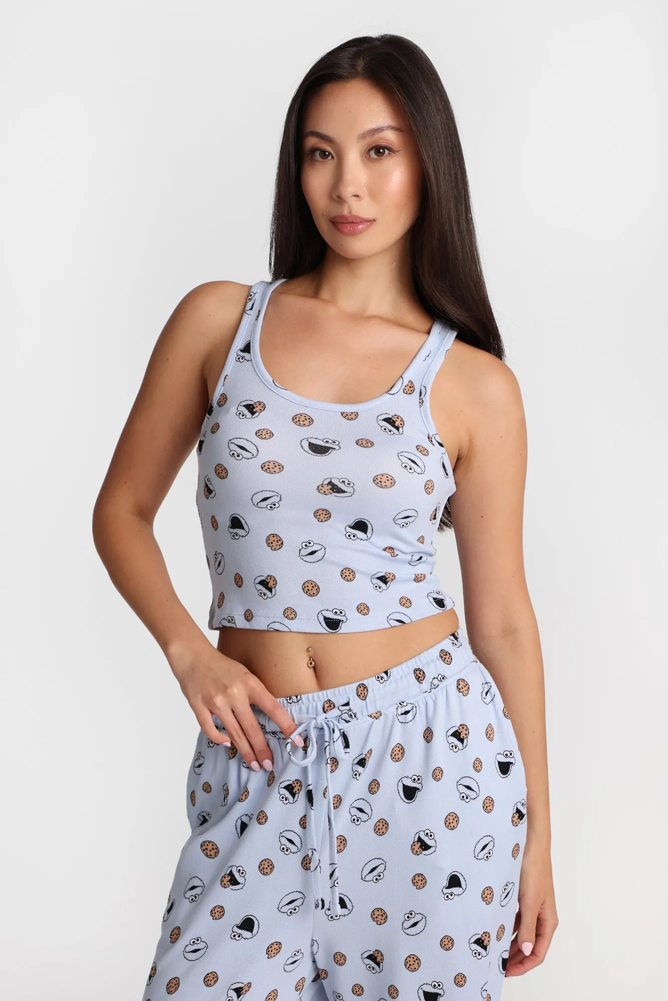 Cookie Monster Super Soft Pajama Tank Top & Wide Leg Pants 2-Piece Set sold by Bluenotes product image thumbnail 4