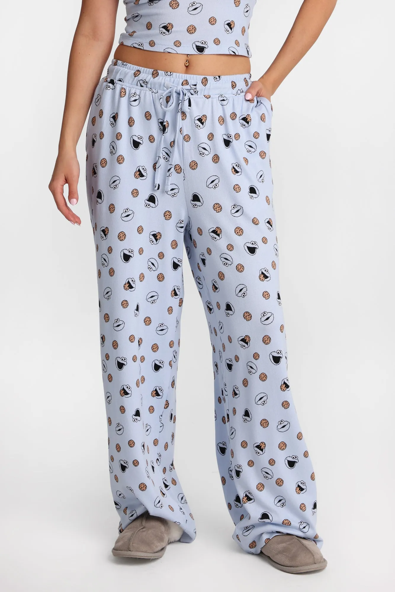 Cookie Monster Super Soft Pajama Tank Top & Wide Leg Pants 2-Piece Set sold by Bluenotes product image thumbnail 5
