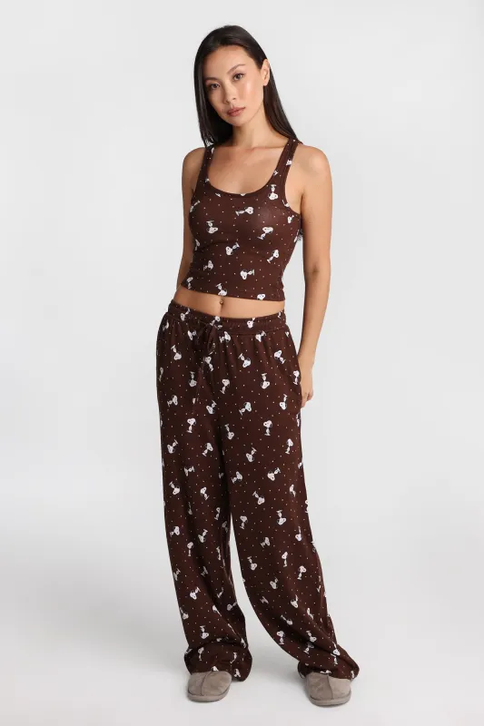 Peanuts Snoopy Star Super Soft Pajama Tank Top & Wide Leg Pants 2-Piece Set made by Aeropostale