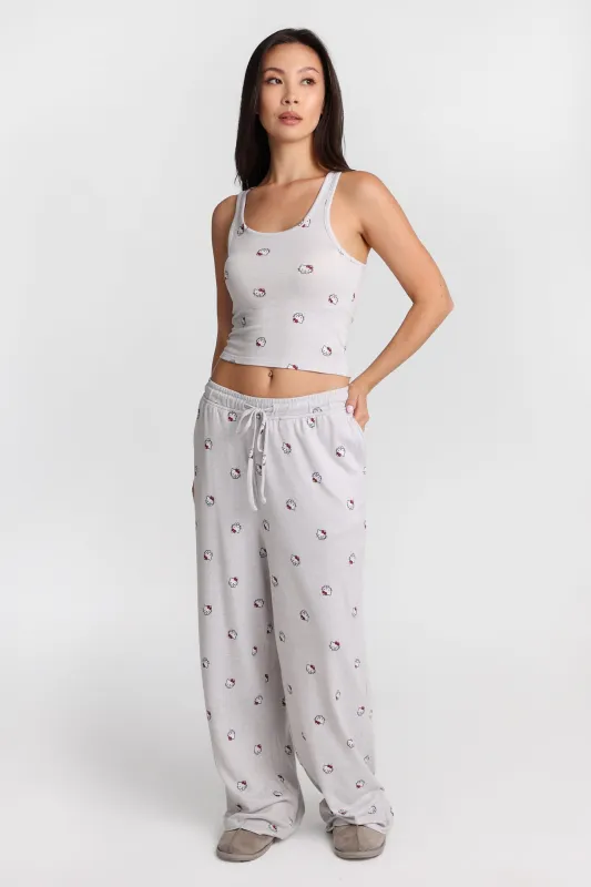 Hello Kitty Super Soft Pajama Tank Top & Wide Leg Pants 2-Piece Set made by Bluenotes