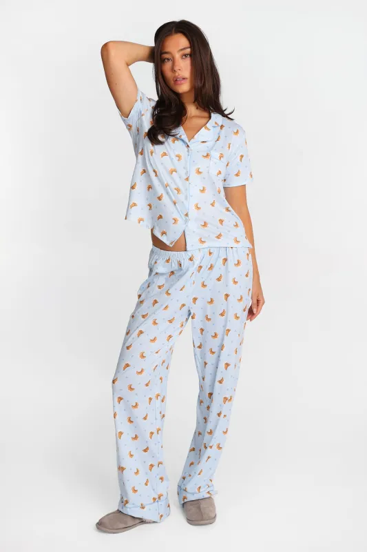 Graphic Super Soft Pajama Dad Shirt & Pants 2-Piece Set made by Bluenotes