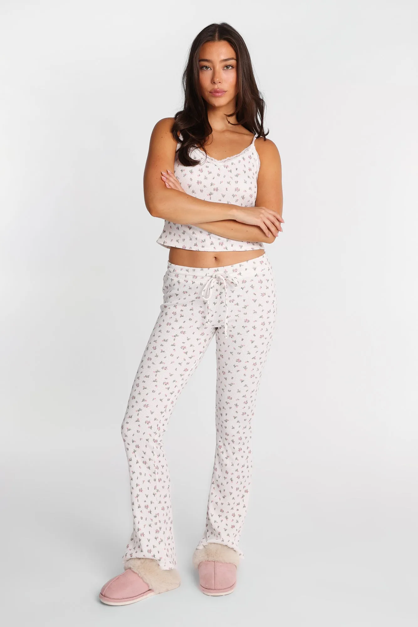 Waffle Knit Lace Trim Pajama Tank Top sold by Bluenotes product image thumbnail 5