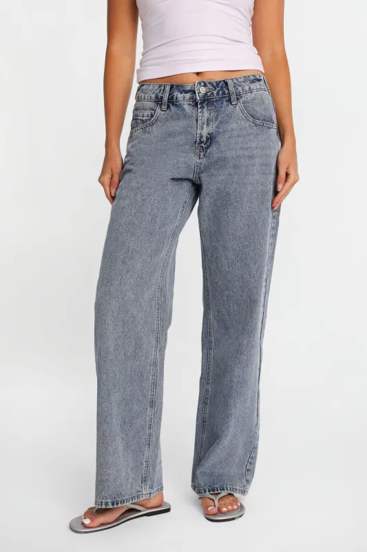 Chloe Adjustable Waist Low Rise Baggy Jeans made by Bluenotes