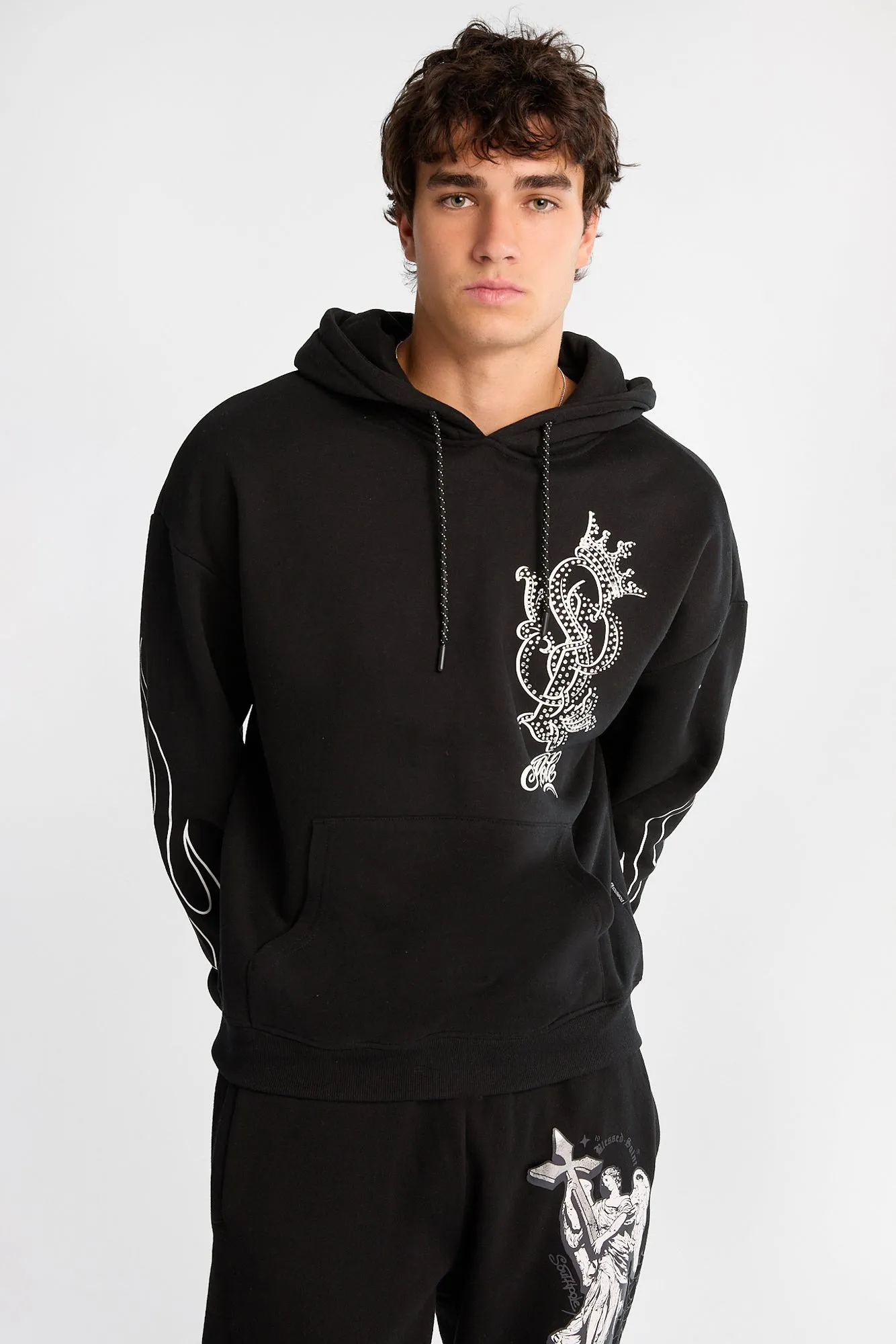 South Pole Rhinestone Flames Graphic Hoodie sold by Bluenotes