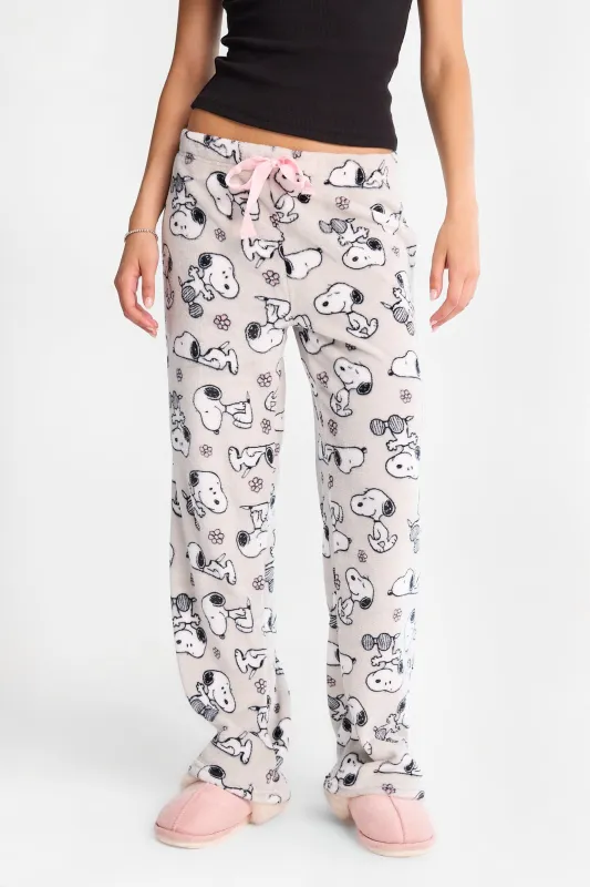 Peanuts Snoopy Flower Plush Pajama Pants made by Bluenotes