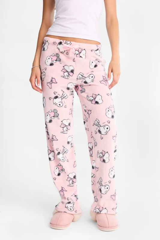 Peanuts Snoopy Bow Plush Pajama Pants made by Bluenotes