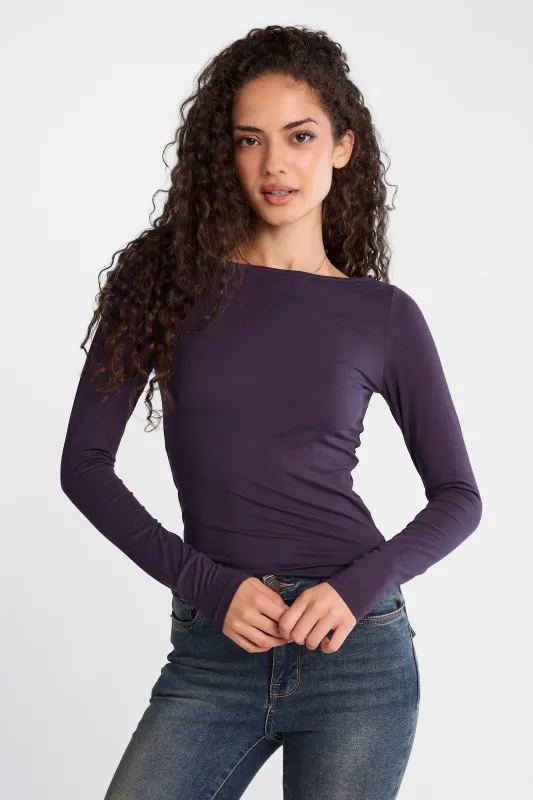 AERO Buttery Soft Long Sleeve Boatneck Top made by Aeropostale
