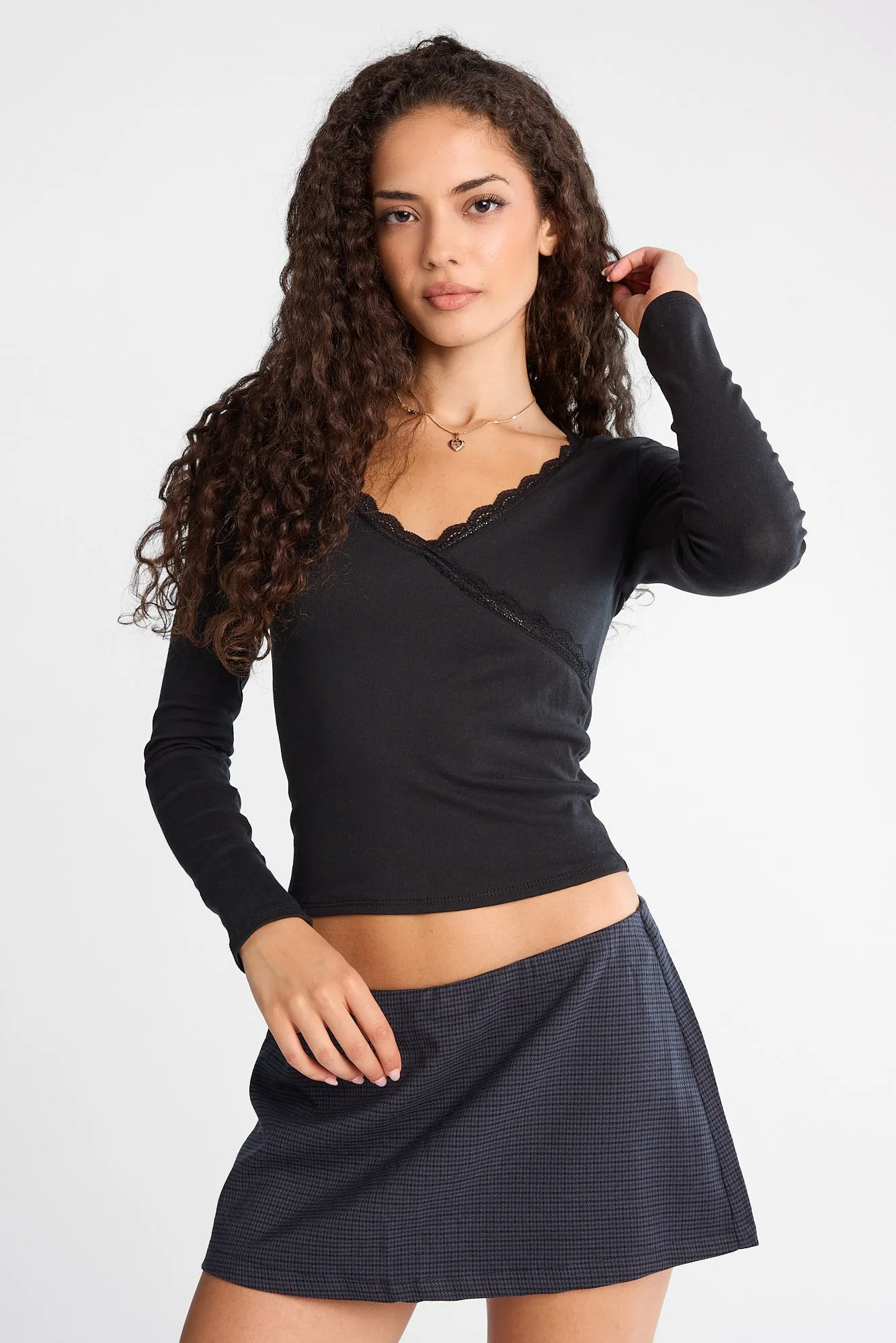 AERO Long Sleeve Lace Trim Top sold by Bluenotes product image thumbnail 2