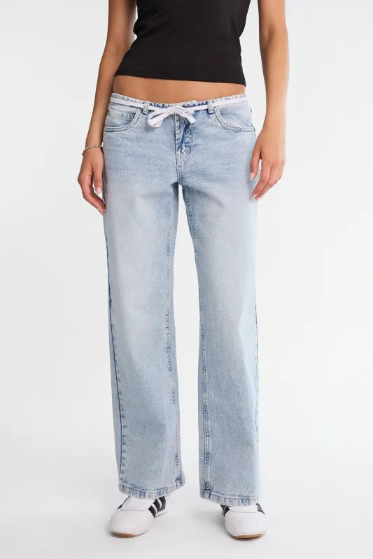 Chloe Low Rise Shoelace Belt Baggy Jeans made by Bluenotes