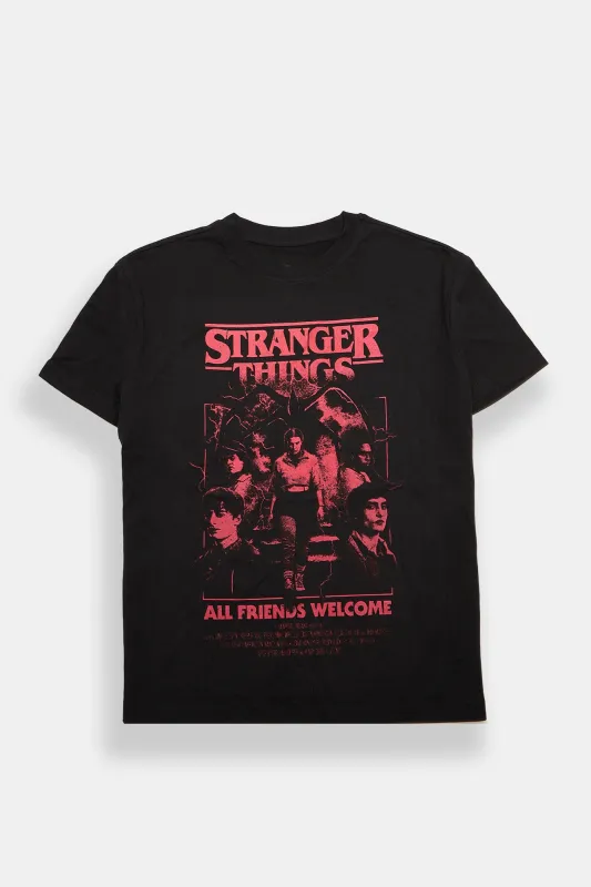 Stranger Things All Friends Welcome Graphic Boyfriend Tee made by Bluenotes