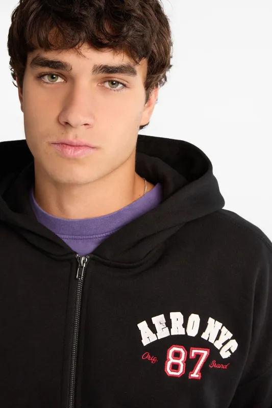 AERO Cloud Soft Fleece NYC 87 Applique Zip-Up Hoodie made by Aeropostale