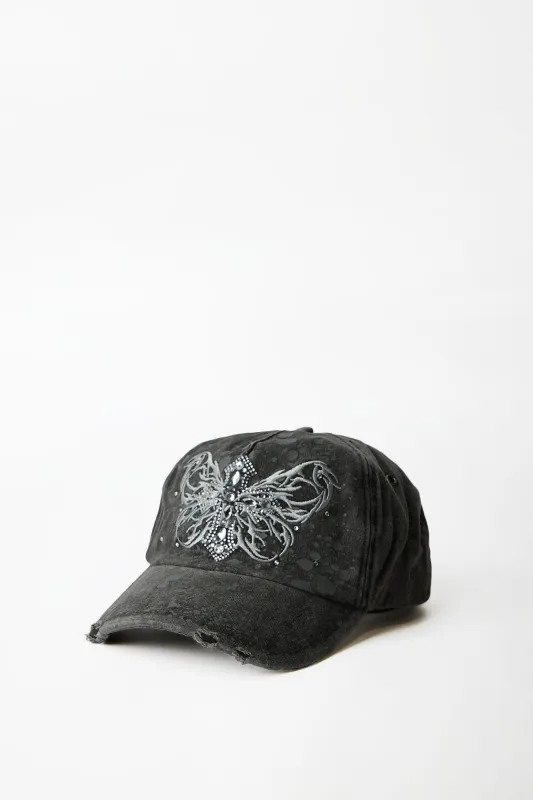 Butterfly Cross Studded Strapback Cap made by Bluenotes