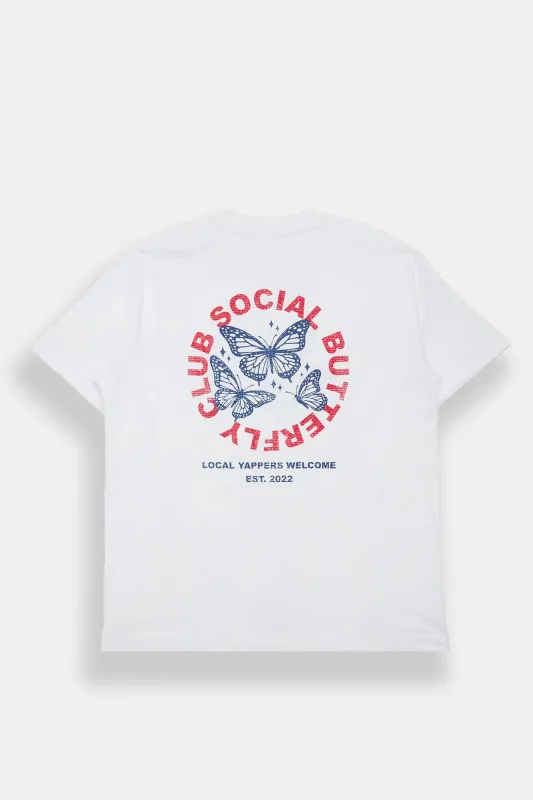 Social Butterfly Graphic Super Soft Boyfriend Tee made by Bluenotes