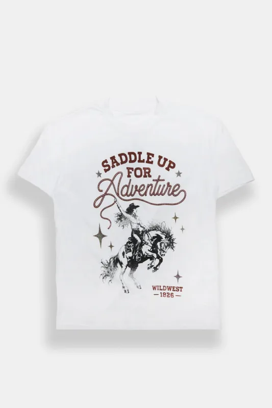 Cowgirl Graphic Super Soft Boyfriend Tee made by Bluenotes