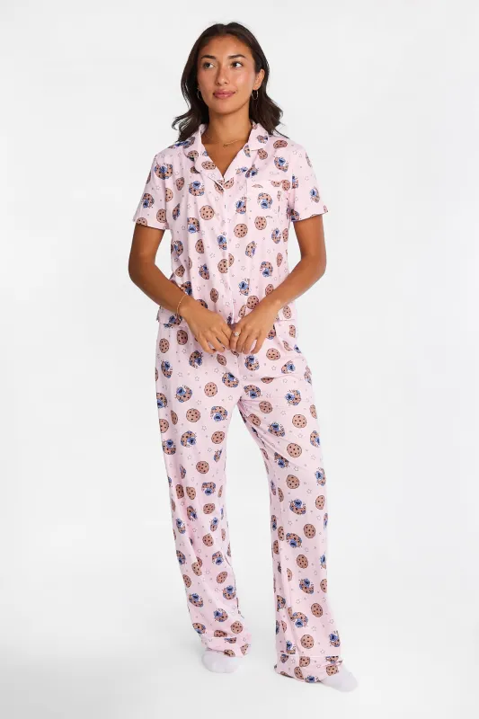 Cookie Monster Graphic Super Soft Pajama Dad Shirt & Pants 2-Piece Set made by Bluenotes