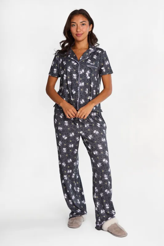 Peanuts Snoopy Vampire Graphic Super Soft Pajama Dad Shirt & Pants 2-Piece Set made by Bluenotes