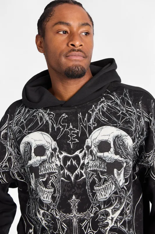Arsenic Skulls & Cross Graphic Boxy Hoodie made by Bluenotes