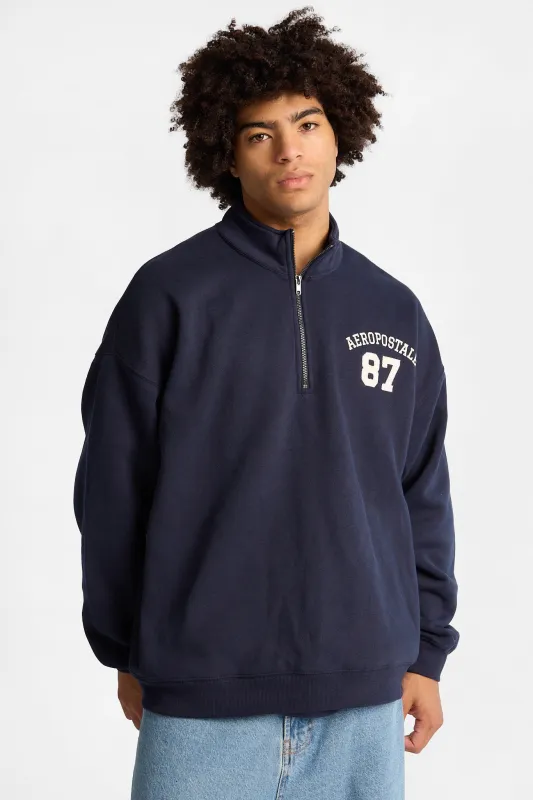 Aéropostale Cloud Soft Fleece 87 Embroidered Mock Neck Sweatshirt made by Aeropostale