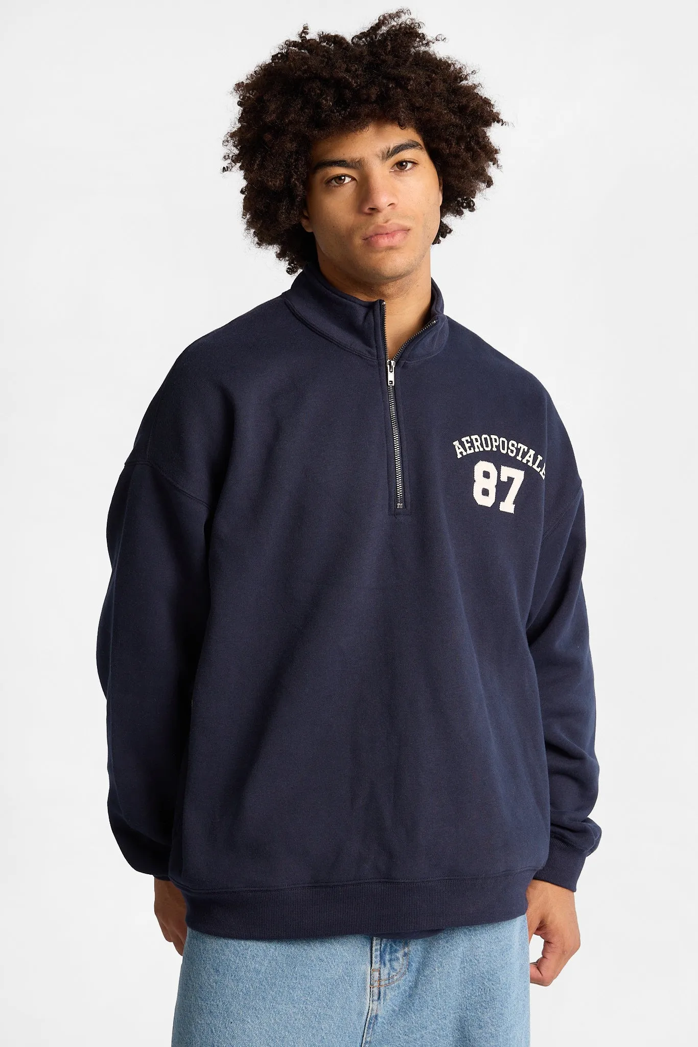 Aéropostale Cloud Soft Fleece 87 Embroidered Mock Neck Sweatshirt sold by Bluenotes