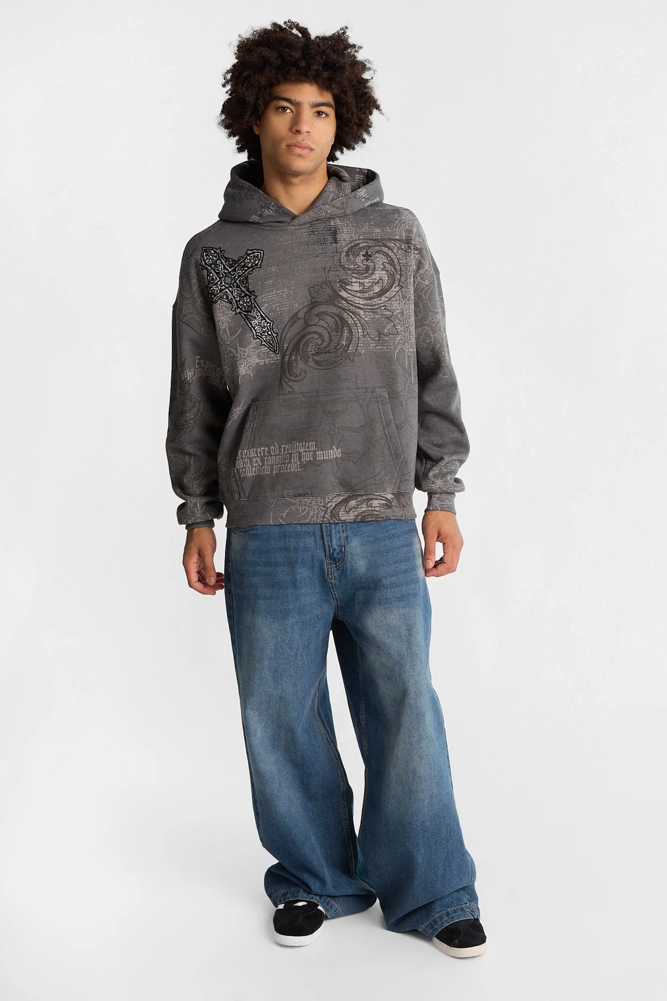 Arsenic Cross Graphic Washed Boxy Hoodie sold by Bluenotes product image thumbnail 4