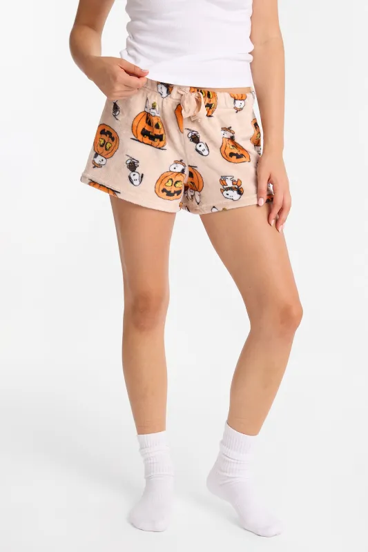 Peanuts Snoopy Pumpkin Plush Pajama Shorts made by Bluenotes