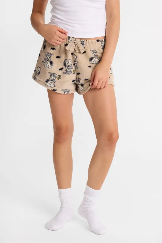 Peanuts Snoopy Mummy Plush Pajama Shorts made by Bluenotes
