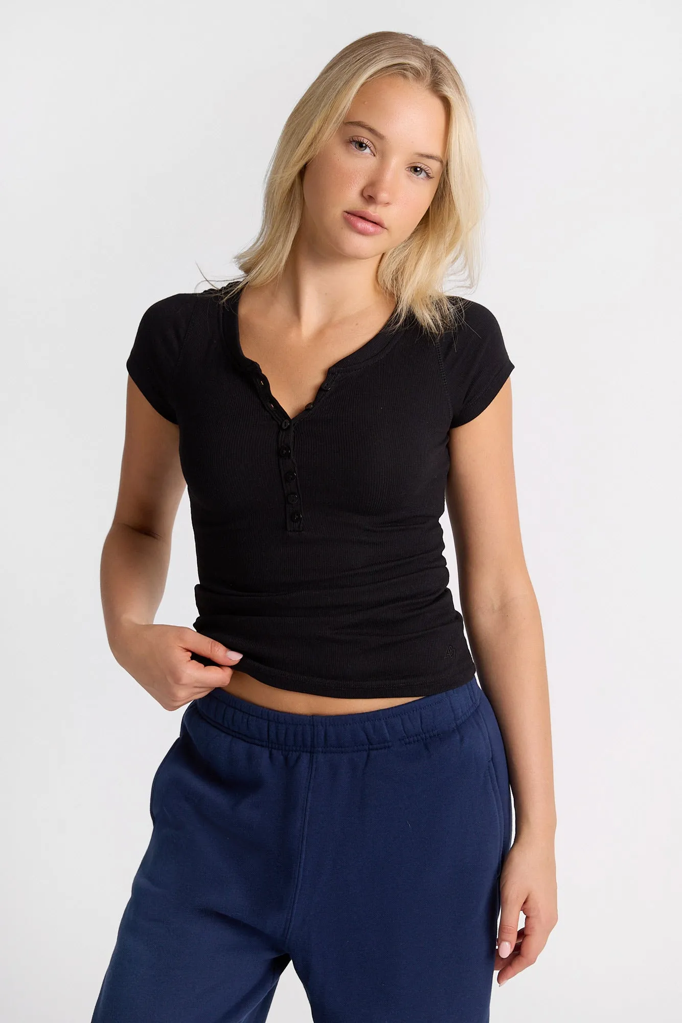 AERO Short Sleeve Longline Henley Tee sold by Bluenotes product image thumbnail 2